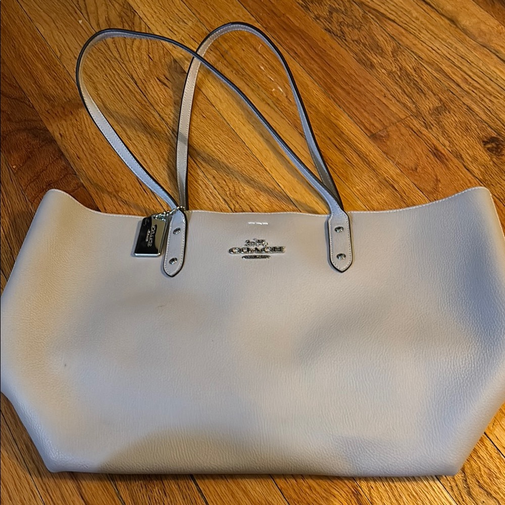 Coach Light Gray Leather Tote